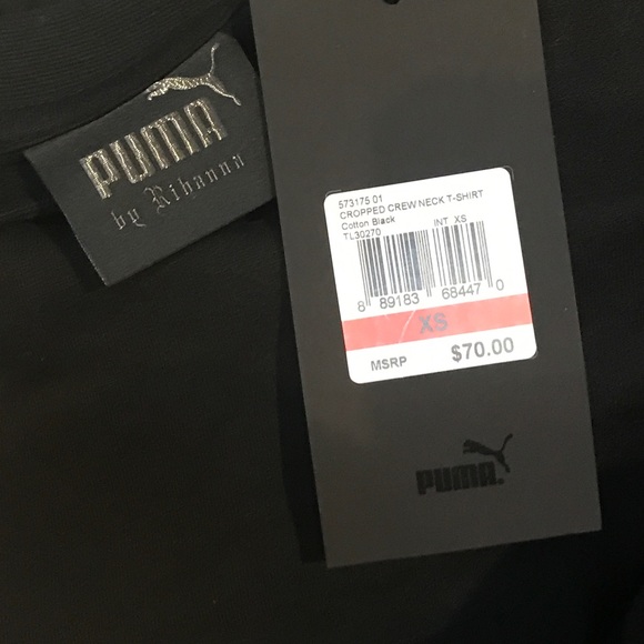 Puma Fenty x Rihanna Black Cropped Crew Neck Shirt - Picture 5 of 7